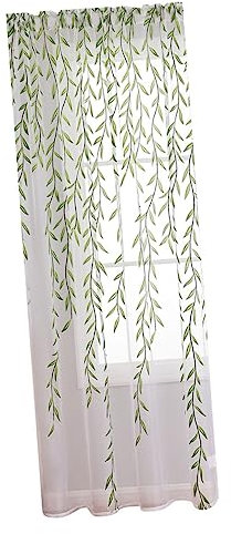 Artibetter Tende Di Garza Di Salice Tende Trasparenti Verdi Per Finestre Filtranti La Luce Arredamento Botanico Decorative Pannello Per Domestico Poliestere