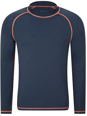 Mountain Warehouse Mens Long Sleeves Rash Vest - Quick Drying Rash Guard, Prevents Chafing, UPF50+ Sun Protection with Flat Seams - Spring Summer, Swimming & Surfing Indigo L