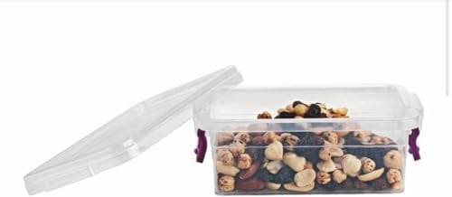 Best House Small Storage Box Bins with Lids - Pack of 1 - Heavy Duty Storage Containers, Stackable Clear Plastic Container BoxUse for Home, office, Kitchen, Toys and Goods (2 Litres)