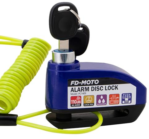 FD-MOTO Alarm Disc Lock & Reminder Cable Black/Blue