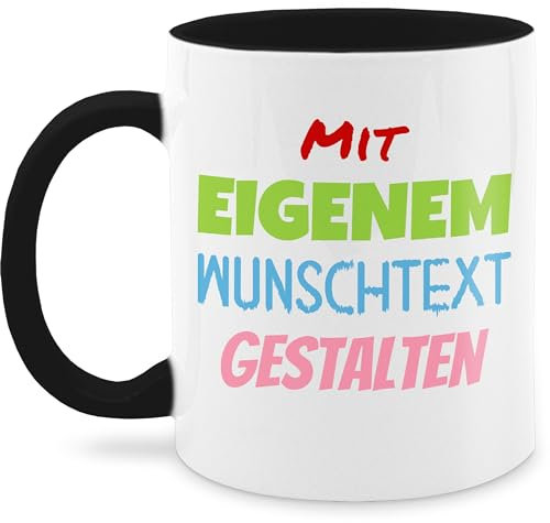Tasse Tassen 325ml - Aufdruck selbst gestalten - Wunschtext I Mit eigenem Text personalisiert I Custom Text - 325 ml - Schwarz - arbeitstassen paartassen personalisierte beschriften glühweintassen