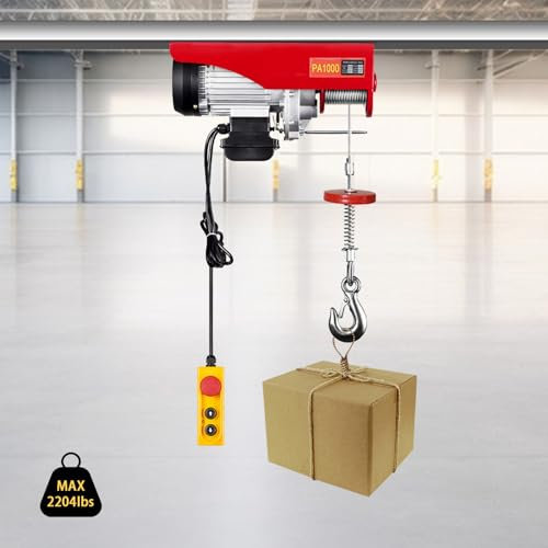 Treuil électrique 1000 kg - Câble de levage - Interrupteur d'arrêt d'urgence - Levage électrique - Treuil à moteur et télécommande (1000 kg)