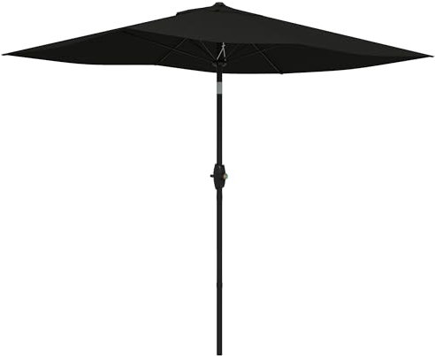 Outsunny Parasol de jardin Parasol droit Parasol rectangulaire inclinable 2 x 3 m avec manivelle toile polyester imperméabilisée haute densité 180 g/m² noir