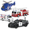 EPPO 4 Packs Fire Truck Toy, Ambulance, Police Car, and Helicopter, Emergency Vehicle Truck Toy Set with Lights and Sounds, Friction Powered Car Toy for Toddler Boys 3 4 5 6 Years Old