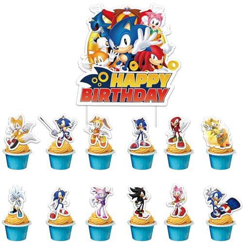 Hedgehog Cupcake Toppers Dekoratio, 25 Stück Tortendeko Hedgehog, Cartoon Toppers Decoration Cake Topper, für Geburtstagsfeier Cupcake-Dekoration für Kinder