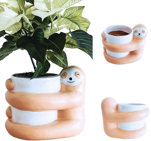 oaahaf Maceta de pie con espacio para maceta, 8 cm, apta para cactus, plantas, flores, grande, bonita y pintada a mano