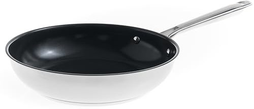 LACOR - 44320 - Sartén Acero Inoxidable 18/10 Cuisine, Con Antiadherente Cerámico Fusion Pro de PPG, Apta para Todos losFuegos incluido Inducción y Horno, 100% PFASfree, ø20 cm, Altura 5 cm
