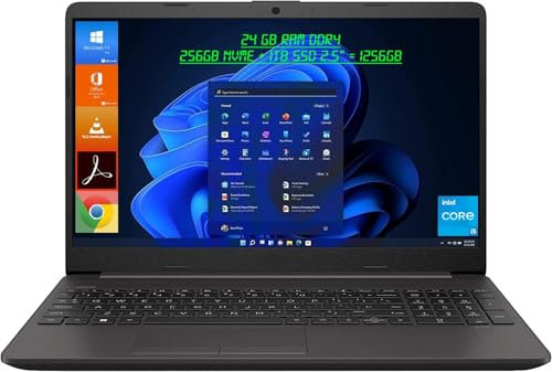 HP Notebook 250 G9, Display Laptop 15.6 Full HD, CPU Intel Core i5 12Th, 24GB Ram, |1256GB| [256GB NVMe+1TB SSD 2.5’’] Windows 11 Pro | Office 2021 Pro Plus | Portatile Pronto all'Uso |
