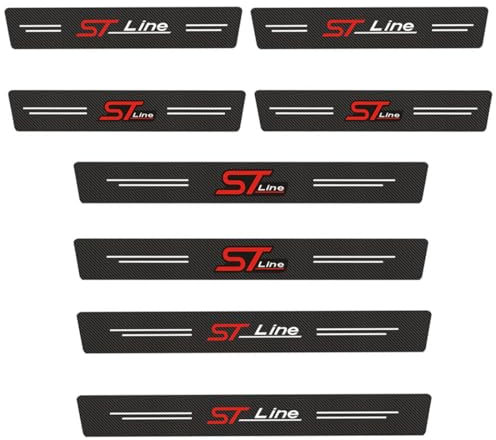 Protector Barra de Umbral de Puerta, 8 Piezas Pegatinas Protective de Umbral de Puerta Decoración para Estribos Coche Fibra Carbono, para ST Line Coche Desgaste Pedal Travesaño Placa Cubierta