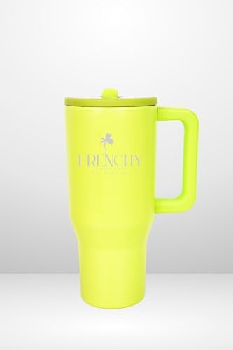 Gourde Mug isotherme Etanche avec Paille rétractable de 887 ml, Froid et Chaud Pendant plusieurs heures - Thermos Lavable au Lave-Vaisselle - Gourde Isotherme Sans BPA (vert pomme)