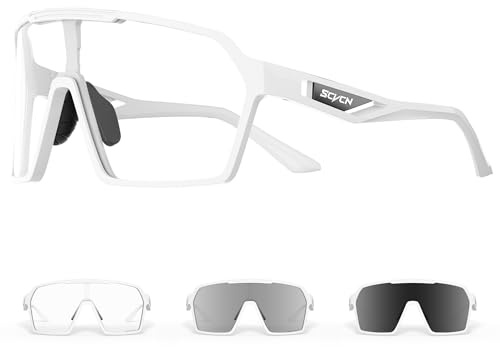 SCVCN Fahrradbrille Selbsttönend Herren Damen MTB Brille Photochrome Rennrad Sonnenbrille Klar Sportbrille Radsport - S327
