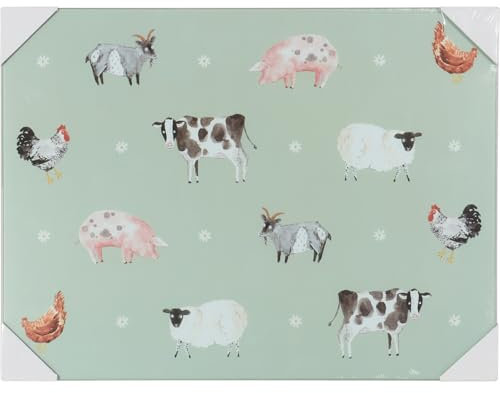 New Green Animal Print Durable Glass On The Farm Worktop Saver Chopping Board Glass Textured Cutting Protect Your Kitchen Surfaces and Maintain Their Finish for a Long Time -N14