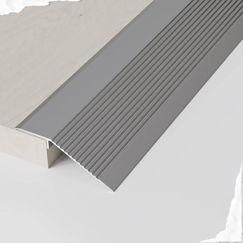 Robustes Übergangsprofil Alu Türschwellenrampen Höhenausgleich 8-30mm, Rutschfester Böden Übergangsleiste Abschluss Anpassungsprofil für Fliesen Laminatböden Schweller(Grey,90CM/35.4IN)