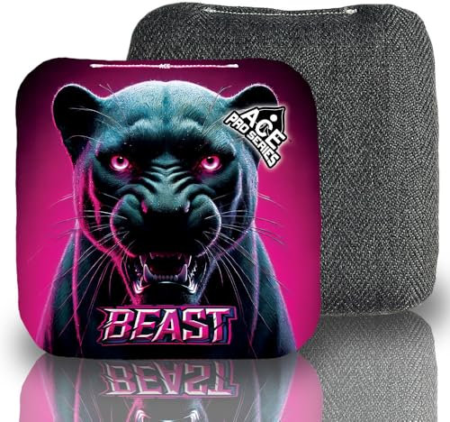 CornholeAce PRO Beast Carpet Cornhole Bags (Set mit 4 Stück) Black Carpet, Pink Panther, Fischgrätenstoff, wasserdicht, mit Kunststoffharz gefüllt, doppelseitig, professionell, Regulation, 15,2 x 15,2
