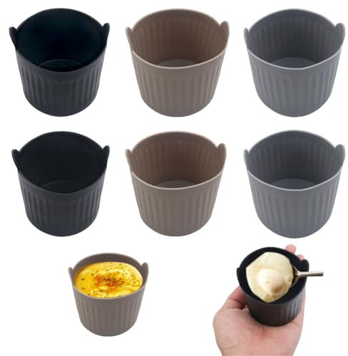 Lot de 6 ramequins pour friteuse à air comprimé - Moules à muffins en silicone anti-adhésif - Réutilisables