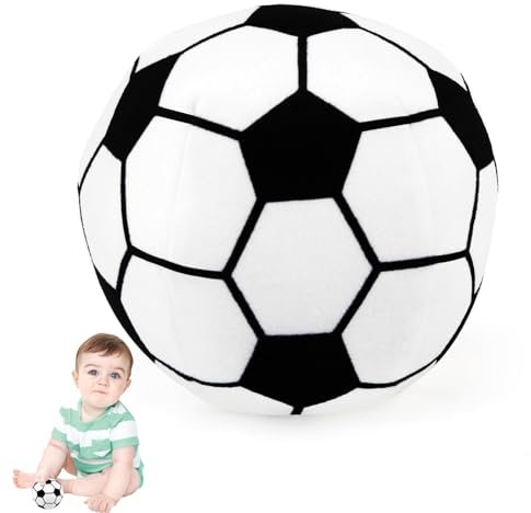 Ballery Baby Rattle Toy Plush, Black and White Baby Rattle, 8cm My First Soccer Ball, Safe Soft Sports Toy for Infants Boys and Girls