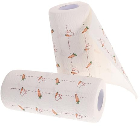 VICASKY 2 Rollen Küchen Reinigungstücher mit Je Saugfähige Papiertücher mit Bedrucktem Design Vielseitig für Haushalt und Küchenreinigung Praktische Küchenpapier Wischtücher
