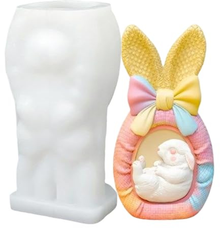 Générique Candle Molds Silicone, 3D Bunny Mould, Easy Release Mold, Soap Molds Silicone, Easter Spring Craft, Crafting Baking Accessory, Resin Candle Chocolate Mold for Cake Soap Candy