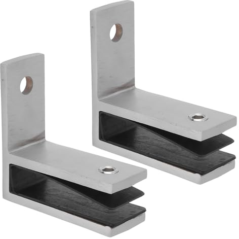 HOMSFOU Lot de 2 Pinces de Fixation Inox pour Garde-corps, Clips pour Panneaux de Verre 10-12 Mm, Support Mural en Acier Inoxydable Brossé, Fixation Robuste pour Balustrade de Terrasse