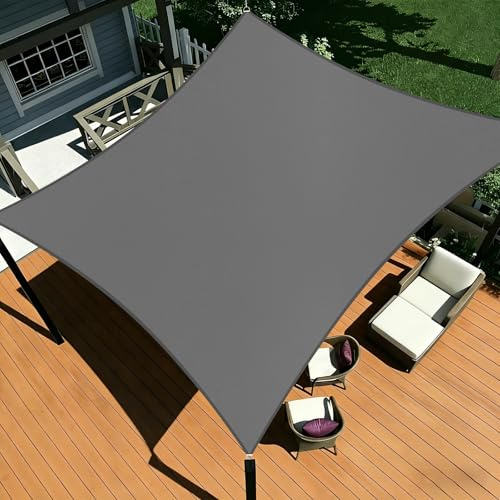 Shade&Beyond Sonnensegel Wasserdicht 2.5x7m Rechteckig Maßgefertigtes PES Segeltuch Sonnenschutz mit Seilen fur Balkon, Garten,Terrassenüberdachung, Grau Anthrazit
