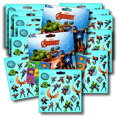 Marvel AVENGERS Stickers Party Favors Bundle of 12 Sheets over 240 Stickers plus Large Specialty Stickers