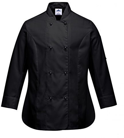 Portwest C837 Veste de Chef Rachel pour Femme Manches Longues Noir, L