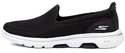 Skechers Go Walk 5, Zapatillas sin Cordones Mujer, Black Textile White Trim, 38 EU