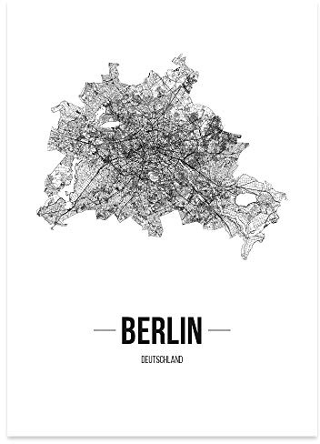 JUNIWORDS Stadtposter, Berlin, Wähle eine Größe, 40 x 60 cm, Poster, Schrift B, Weiß