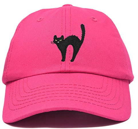 DALIX Schwarze Katzenmütze für Damen, Halloween-Baseballkappe, hot pink, Einheitsgröße