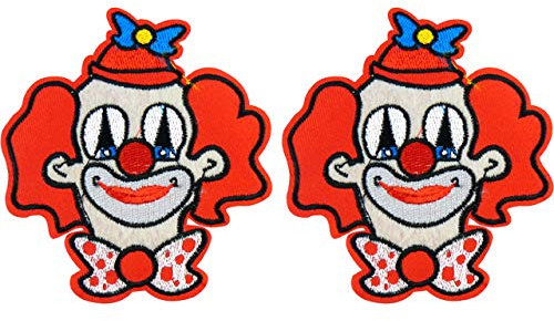 Makotex 2er Bügelbild Clown Clowngesicht Applikation Karneval Kostüm Fasching