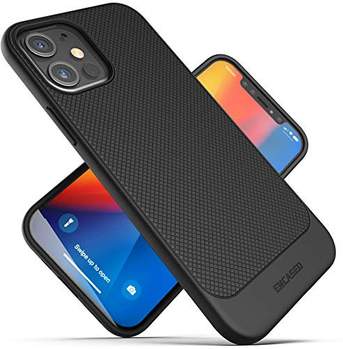 Encased iPhone 12 Case (Thin Armor) Slim Fit Flexible Grip Cover (Black)