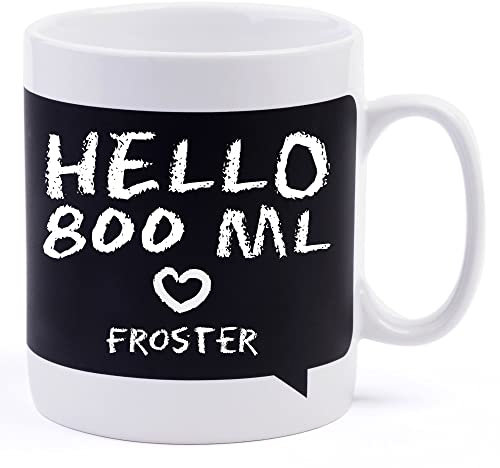 Froster Tazza Lavagna Gigante, Grande Tazza con Lavagna, XXL 800 ml, Disegna o Scrivici Sopra, Gesso Incluso