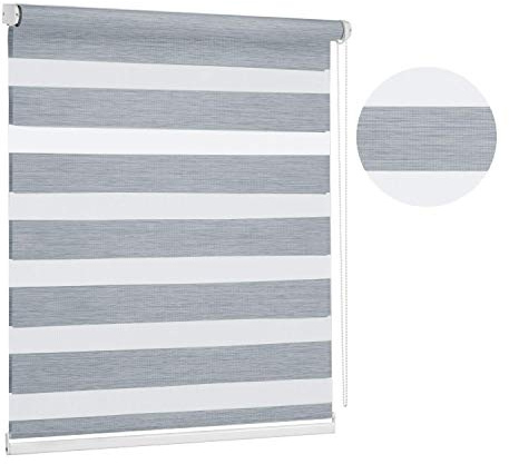 Premium Dark Grey Day and Night Zebra Window Roller blind, 17 width sizes, 200cm drop, 100cm (39.3) Wide