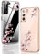 Liquid Crystal Hülle Kompatibel mit Samsung Galaxy S21, Klar TPU Handyhülle Anti-Gelb & Kratzfest Schutzhülle Slim Hülle Case Cover Muster - Pfirsichblüte