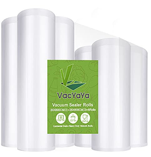 VacYaYa 6 Folienrollen (3)20x600cm und (3)28x600cm Vakuumierrollen für Lebensmittel,BPA-Frei Vakuumierbeutel Sous Vide Beutel Folien für Vakuumierer und Folienschweißgeräte Geeignet