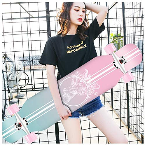 Skateboard 42 Zoll Longboard Skateboards für Cruising Freestyle Downhill Longboards für Jungen Mädchen Premium Long Boards Deck für Kinder Erwachsene Anfänger (Color : Pink)