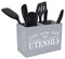 Karisky Küchenutensilienhalter mit abnehmbarem Boden, groß, 2 Fächer, Utensilien-Organizer, Bauernhaus-Utensilien-Caddy für Arbeitsplatte, 22,9 x 17,8 x 12,7 cm, Grau