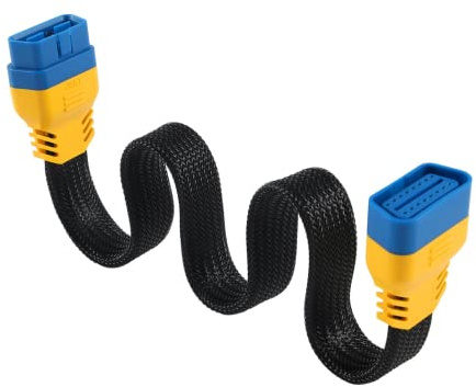 PLAYOCCAR OBD-II Verlängerung 16 Pin Stecker auf Buchse Adapter, OBD2 Kabel für Auto OBD Diagnosescan Werkzeug mit Nylonschutz (60 cm)
