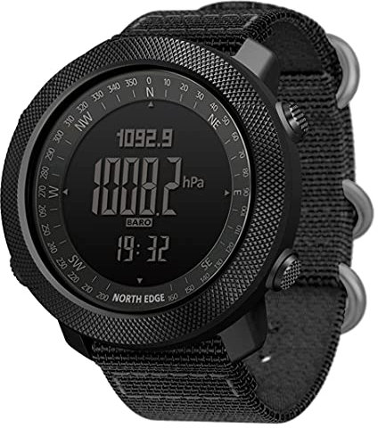 RUTXE Orologio Militare da Esterno da Uomo Multifunzionale Digitale da Polso Cinturino in Nylon 50M Altimetro Barometro Bussola Orologio Impermeabile per Alpinismo Nuoto Fitness (Black)