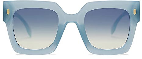 SOJOS Sonnenbrille Damen Groß Vintage Retro Quadratisch Cateye Rahmen UV400 Schutz Klassische Outdoor Moderne eckig Übergroß Sonnenbrillen SJ2194 mit C4 Milchig Blau Rahmen