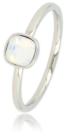 My Bendel - Ring Silber mit quadratischem Quarzglasstein- Stylischer Ringe für Damen - Bleibt schön und Verfärbt nicht - Stapeln Ringe - mit Luxuriösen Geschenkverpackung