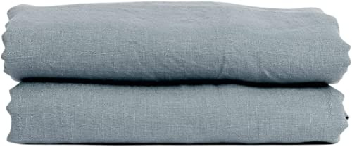 My Linen Home Bettlaken aus 100% Stonewashed Leinen Grau Blau, 140x250cm I Hypoallergen, Temperaturregulierend, Atmungsaktiv I Sanft, weich selbst zur empfindlichsten Haut I Für alle Jahreszeiten