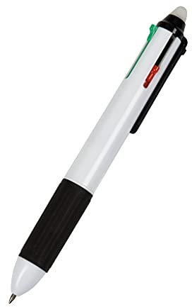WEDO 2564400 256226 Stylo à bille 4 couleurs (avec mécanisme coulissant et quatre mines courtes DIN interchangeables dans l'étui) chrome/noir/rouge/bleu/vert, stylo uniquement