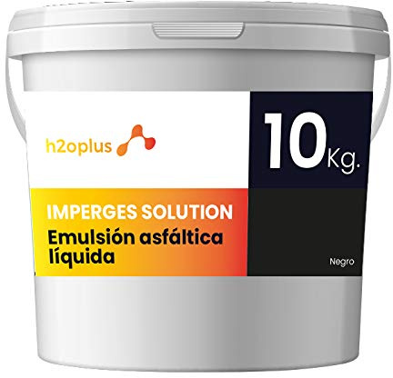 h2oplus Pintura Vulcanizante SOLUTION NEGRO · Membrana Líquida en base agua · Pintura sellante que una vez seca Vulcaniza formando una membrana continua · 10KG