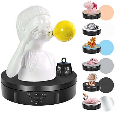 Platine Tournante Électrique 10kg 14.6cm Rechargeable Plateau Tournant Rotatif à 360° Automatique Table Tournante Électrique avec Vitesse Direction Réglable Support pour Prendre Photos, Vidéos