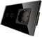CNBINGO Dimmschalter mit Schuko Steckdose unterputz - Dimmer Schalter für LED-Leuchten - Touch Lichtschalter zweifach in Schwarz - Wandschalter mit Glasrahmen und Status-LED-Neu