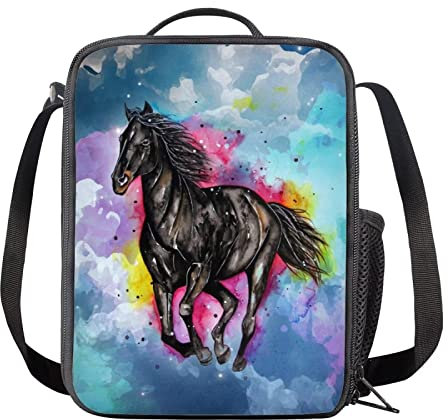 HELLHERO Horse Lunch Bag for School for Kids Teen Girls Boys Adults Lunch Box Insulated Lunchbag Tote Handbag Shoulder Lunchboxes Travel Picnic Holiday Office