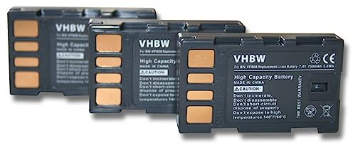 vhbw 3X batería Compatible con JVC GR-D775, GR-D790, GR-D770EX, GR-D771 cámara de vídeo (750 mAh, 7,4 V, Li-Ion) con Chip