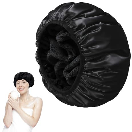 APOMOONS Wiederverwendbare 3-lagige Duschhaube, Wasserdichte Duschhauben, Schlafhaube Haare Schützen Haarhaube Große Wasserdichte Duschhaube, Verstellbare Damen-Duschhaube, Ideal für Mädchen