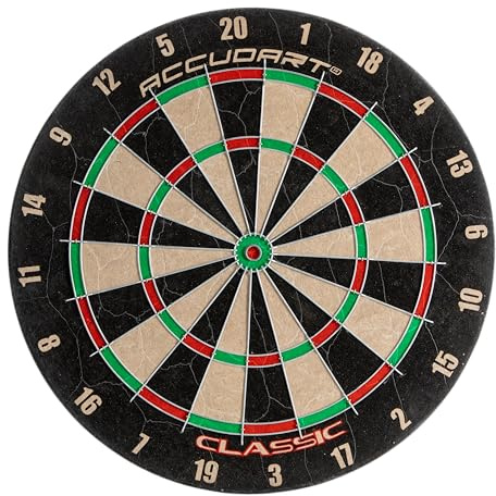 Accudart Classic Bristle Dartboard – Official 18” x 1.5” Sisal Board, Self‑Healing Fibers, Staple‑Free Bullseye, Reduced Bounce‑Outs – Ideal for Steel‑Tip Darts